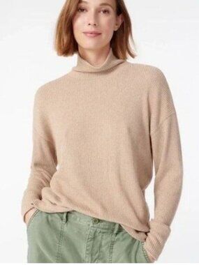 J. Crew |  Fine Ribbed Long Sleeve Turtleneck Sweater Beige Tan